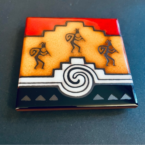 Kokopelli Masterworks Pottery Art Tile 4” Southwest Native American USA - Picture 5 of 10